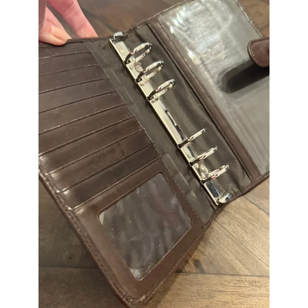 Wilson's Leather Vintage Brown Leather 6-Ring Personal Organizer Planner Binder